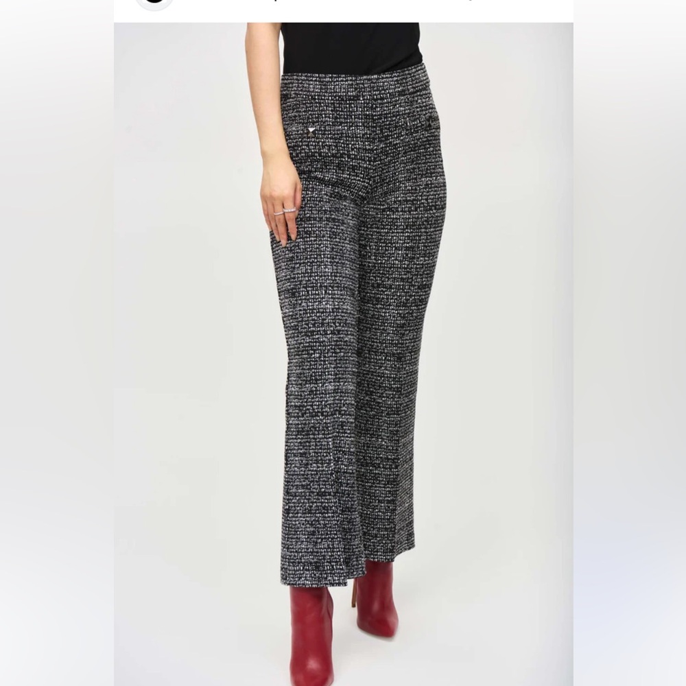 Joseph Ribkoff Pants Woman 12 Marled Flare-Fit Trousers Pull On Pockets 243047